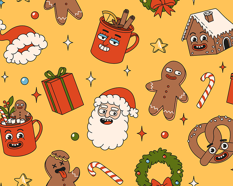 MP Digital Festive Polycotton Gingerbread and Presents